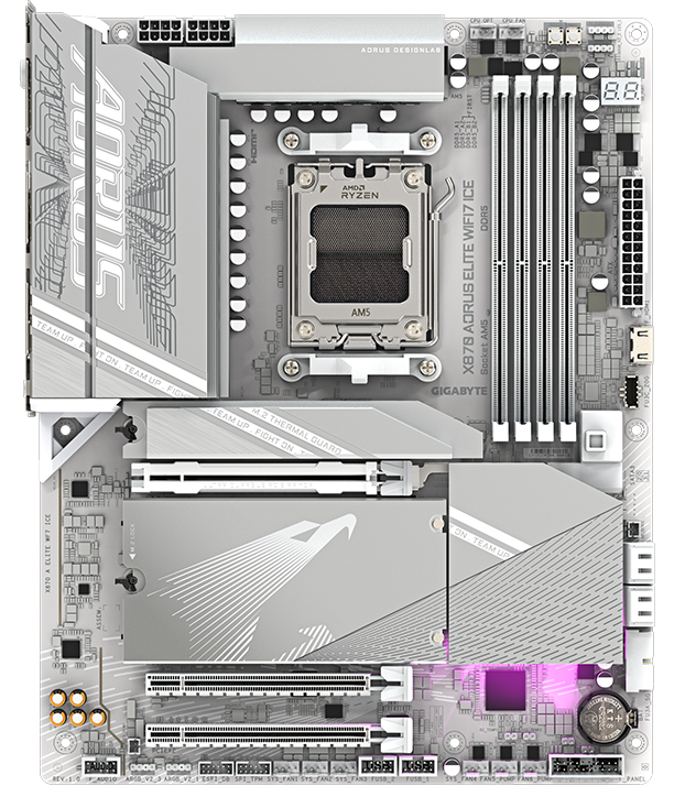 AORUS X870 ELITE WIFI7 ICE AMD AM5 ATX DDR5 Motherboard