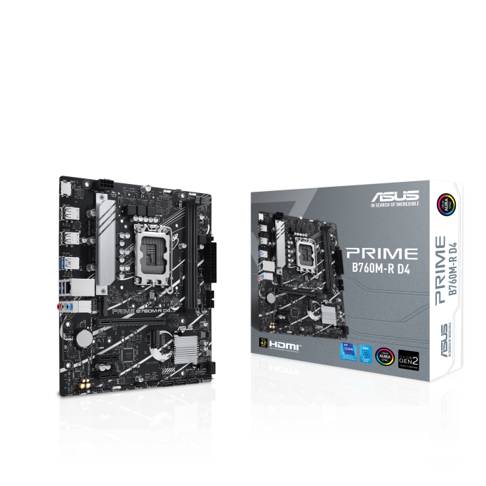 ASUS Prime B760M-R D4 Intel B760(13th and 12th Gen) LGA 1700 mATX DDR4 Motherboard