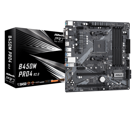 Asrock B450M PRO4 R2.0 AMD AM4 RYZEN Micro-ATX Gaming Motherboard