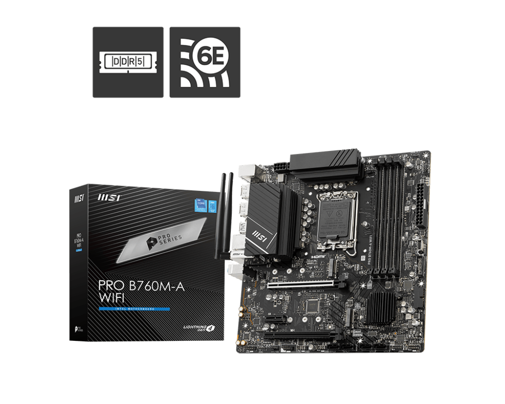 MSI PRO B760M-A WIFI LGA 1700 mATX DDR5 Motherboard