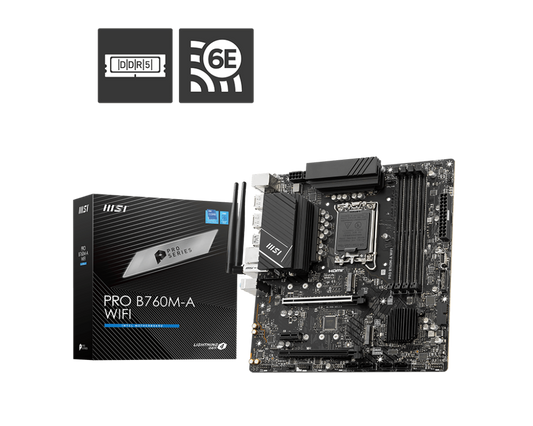 MSI PRO B760M-A WIFI LGA 1700 mATX DDR5 Motherboard
