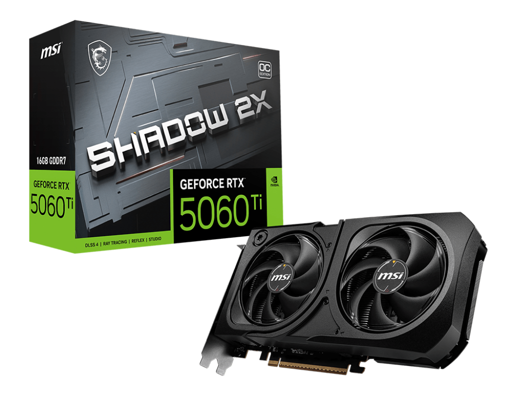 MSI SHADOW 2X GeForce RTX 5060 Ti 16GB GDDR7 Graphics Card