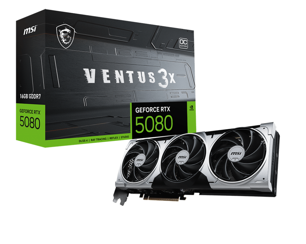 MSI Ventus 3X GeForce RTX 5080 16GB GDDR7 Graphics Card