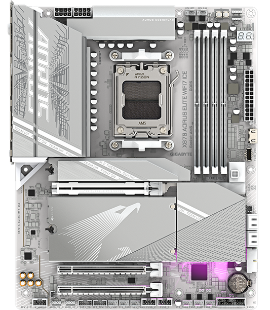 AORUS X870 ELITE WIFI7 ICE AMD AM5 ATX DDR5 Motherboard