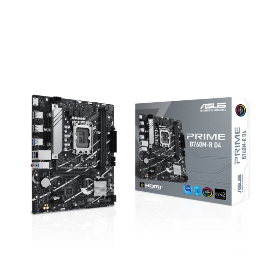 ASUS Prime B760M-R D4 Intel B760(13th and 12th Gen) LGA 1700 mATX DDR4 Motherboard