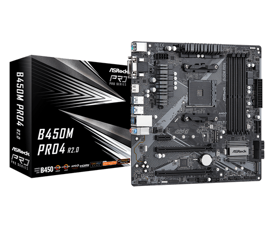 Asrock B450M PRO4 R2.0 AMD AM4 RYZEN Micro-ATX Gaming Motherboard