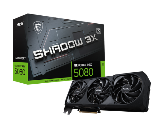 MSI SHADOW 3X GeForce RTX 5080 OC Edition 16GB GDDR7 Graphics Card